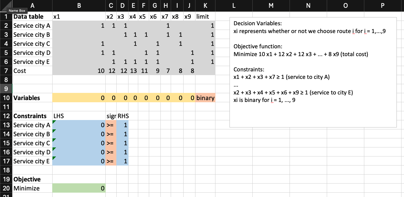 TruckCo spreadsheet